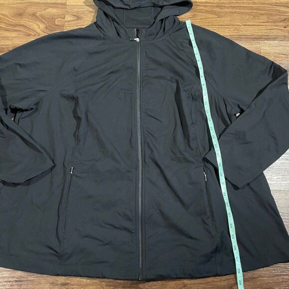 J Jill Fit Performance Zip Front Hoodie Long Sleeve Sweater Black Womens Size 3X - Picture 4 of 9